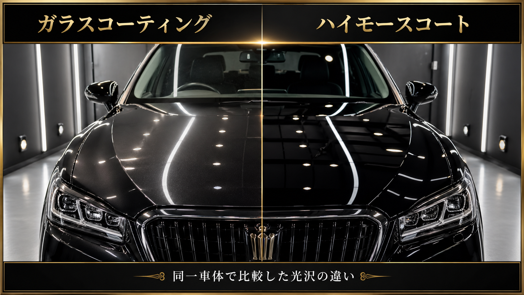 ガラスコーティングとハイモースコートの光沢比較 深みと重厚感の違い